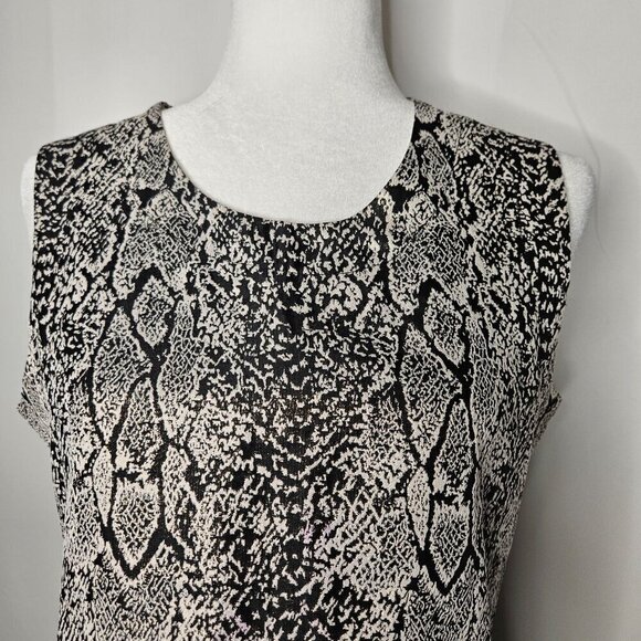 Misook Sleeveless Snake Skin Print Luxury Tank Top Small B&W  Metallic Mob Wife - Picture 2 of 10
